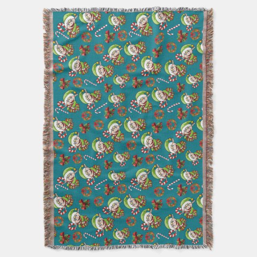 Kerst Elf met hulst, krans & pepermunt Deken (Voorkant Verticaal)