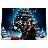 Kerst Elf met Kitten. Groot Cadeauzakje (Voorkant)