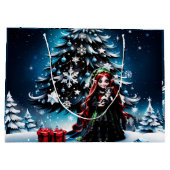 Kerst Elf met Kitten. Groot Cadeauzakje (Achterkant)