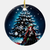 Kerst Elf met Kitten. Keramisch Ornament (Achterkant)