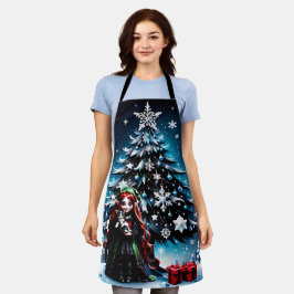 Kerst Elf met Kitten. Schort