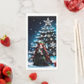 Kerst Elf met Kitten. Servet (Insitu)