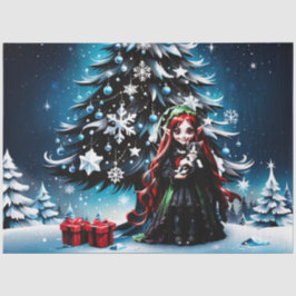 Kerst Elf met Kitten. Tissuepapier