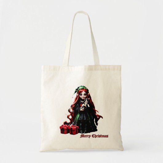 Kerst Elf met Kitten. Tote Bag (Voorkant)