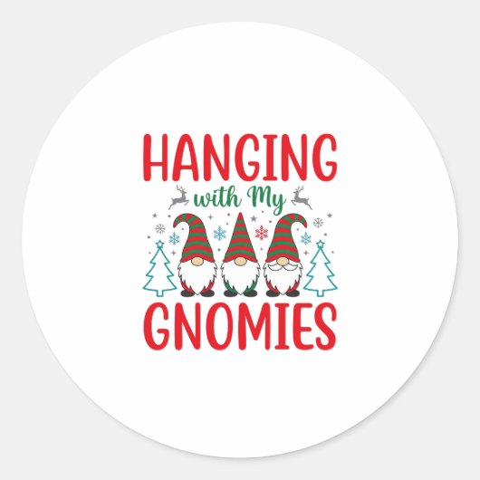 Kerst Elf Met Mijn Kabouters Ronde Sticker (Voorkant)