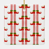 Kerst Elf NAAM Feestelijke vakantie Leggings Fun Keramisch Ornament (Achterkant)