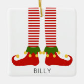 Kerst Elf NAAM Feestelijke vakantie Leggings Fun Keramisch Ornament (Voorkant)