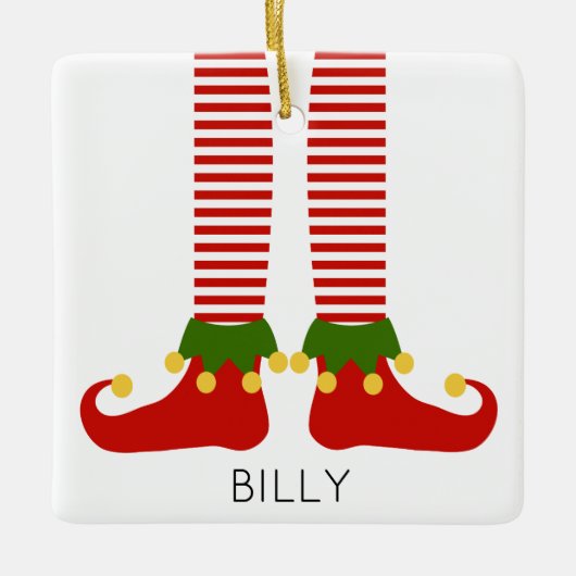 Kerst Elf NAAM Feestelijke vakantie Leggings Fun Keramisch Ornament (Voorkant)