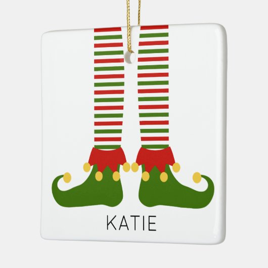 Kerst Elf NAAM Feestelijke Vakantie Plezier Keramisch Ornament (Links)