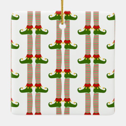 Kerst Elf NAAM Feestelijke Vakantie Plezier Keramisch Ornament (Achterkant)