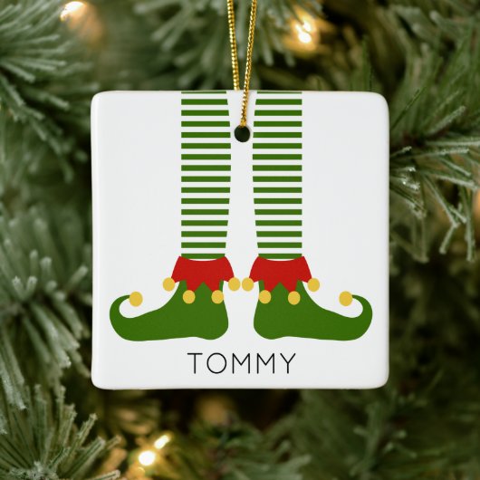 Kerst Elf NAAM Feestelijke Vakantie Plezier Keramisch Ornament (Boom)