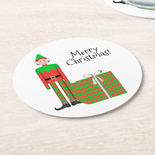 Kerst Elf Onderzetter - Chevron Cadeaupakket (Gebogen)