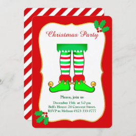 Kerst Elf op Rode Partij Uitnodiging