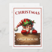 Kerst Elf open huis uitnodiging (Voorkant / Achterkant)