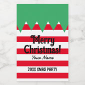 Kerst elf outfit ontwerp gepersonaliseerde mini wijn etiket (Enkel label)