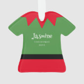 Kerst elf pak beeldje gepersonaliseerd ornament (achterkant)