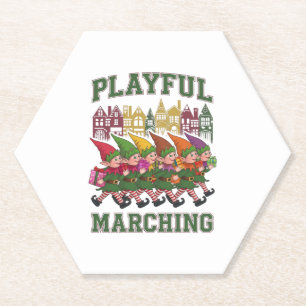 Kerst Elf Parade Kartonnen Onderzetters