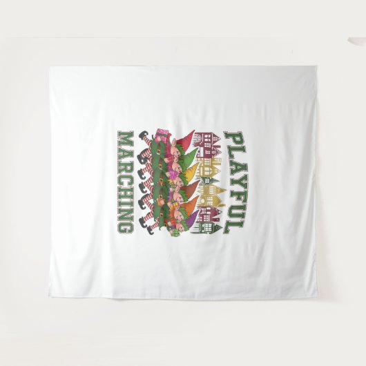 Kerst Elf Parade Wandkleed (Voorkant (horizontaal))