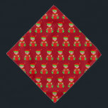 Kerst Elf Pattern op Red Bandana<br><div class="desc">Kerstavond op rode achtergrond.</div>