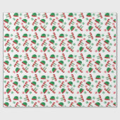 Kerst Elf Pattern Red Green Cadeaupapier (Vlak)