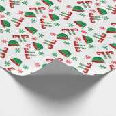 Kerst Elf Pattern Red Green Cadeaupapier (Hoek)