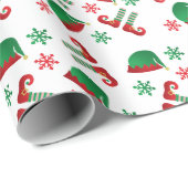 Kerst Elf Pattern Red Green Cadeaupapier (Rol Hoek)