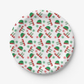 Kerst-Elf Pet Snowflakes Pattern Green Red Papieren Bordje (Voorkant)