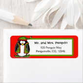 Kerst elf pinguïn retour adreslabels etiket (Insitu)