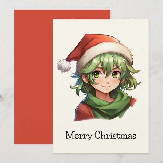 Kerst Elf Portret Feestdagenkaart (Voorkant / Achterkant)