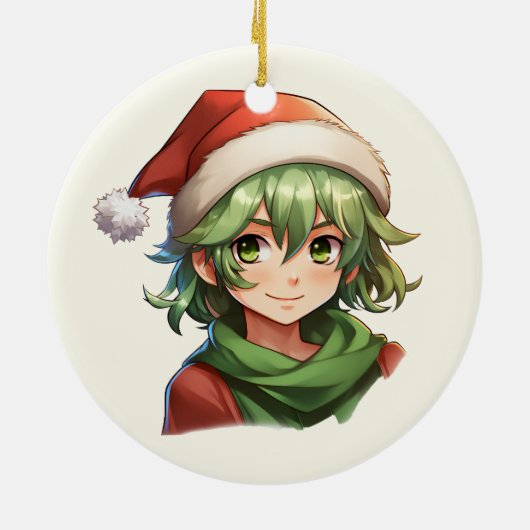 Kerst Elf Portret Keramisch Ornament (Achterkant)