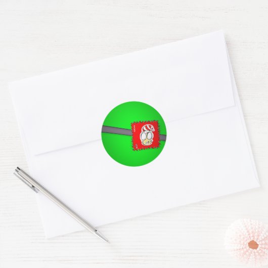 Kerst Elf postzegel Ronde Sticker (Envelop)