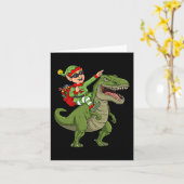 Kerst Elf Rijden Dinosaurus T Rex Boys Kinder Plez Kaart (Gele Bloem)