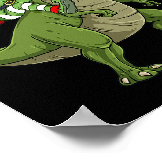 Kerst Elf Rijden Dinosaurus T Rex Boys Kinder Plez Poster (Hoek)