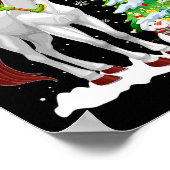 Kerst Elf Rijden Rendier Paard Sneeuwman Xmas T Poster (Hoek)