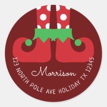 Kerst Elf Ronde retour adreslabel