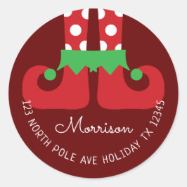 Kerst Elf Ronde retour adreslabel Ronde Sticker