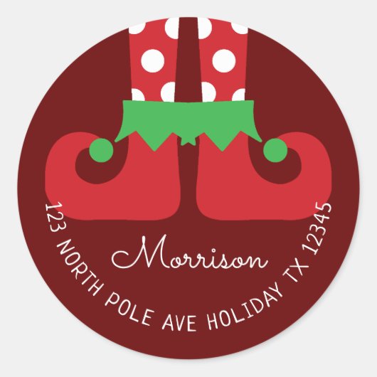Kerst Elf Ronde retour adreslabel Sticker (Voorkant)
