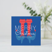 Kerst Elf Rood Blauw Schrift Sneeuwvlok (Staand voorkant)