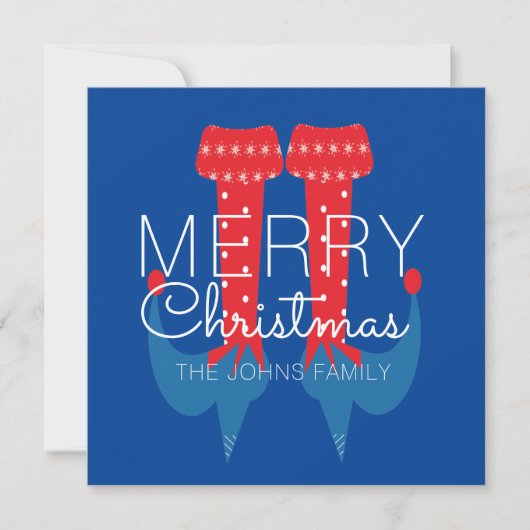 Kerst Elf Rood Blauw Schrift Sneeuwvlok (Voorkant)