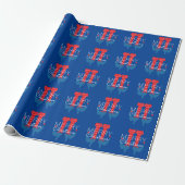 Kerst Elf Rood Blauw Script Sneeuwvlok Inpakpapi Cadeaupapier (Uitgerold)