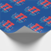 Kerst Elf Rood Blauw Script Sneeuwvlok Inpakpapi Cadeaupapier (Hoek)