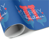 Kerst Elf Rood Blauw Script Sneeuwvlok Inpakpapi Cadeaupapier (Rol Hoek)