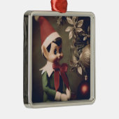 Kerst Elf Schattigee vakantie Metalen Ornament (Rechts)