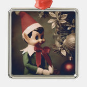 Kerst Elf Schattigee vakantie Metalen Ornament (Voorkant)