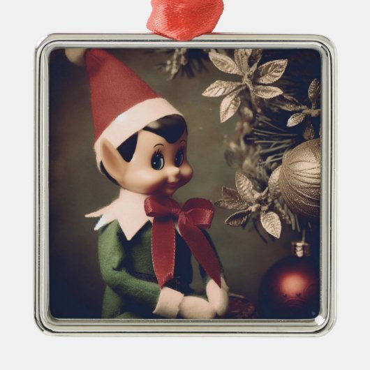 Kerst Elf Schattigee vakantie Metalen Ornament (Voorkant)