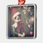 Kerst Elf Schattigee vakantie Metalen Ornament (Links)