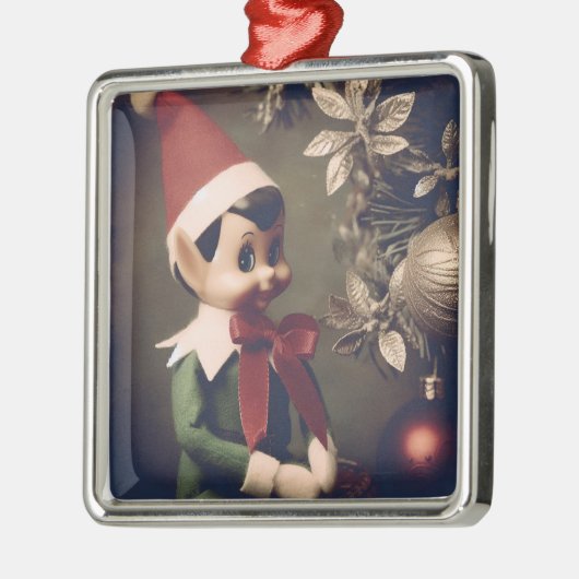 Kerst Elf Schattigee vakantie Metalen Ornament (Links)