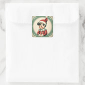 Kerst Elf Schattigee  vakantie Vierkante Sticker (Tas)