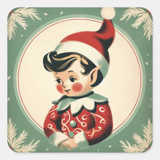 Kerst Elf Schattigee  vakantie Vierkante Sticker (Voorkant)