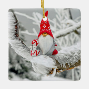 Kerst-Elf Snowy Trees keramisch decoratief Ornament